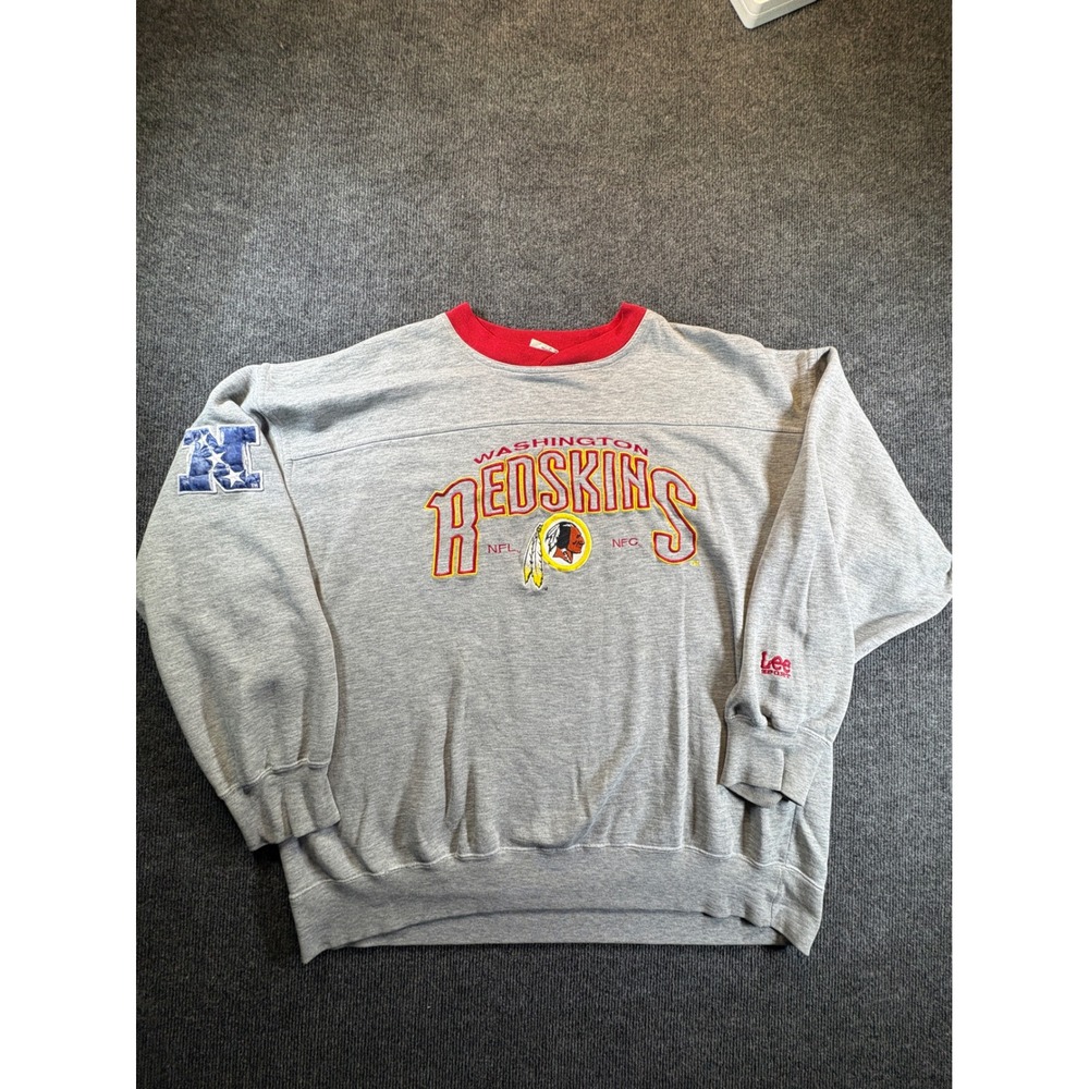 Vintage Lee Sport Washington Redskins NFL Sweatshirt Gray XL Embroidered NFC